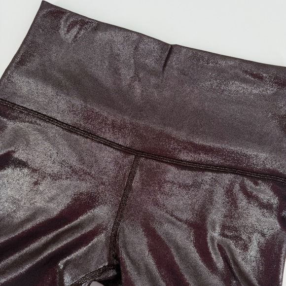 lululemon athletica Pants - Lululemon Align High Rise Metallic Foil Shine Leggings Burgundy Cropped Size 6